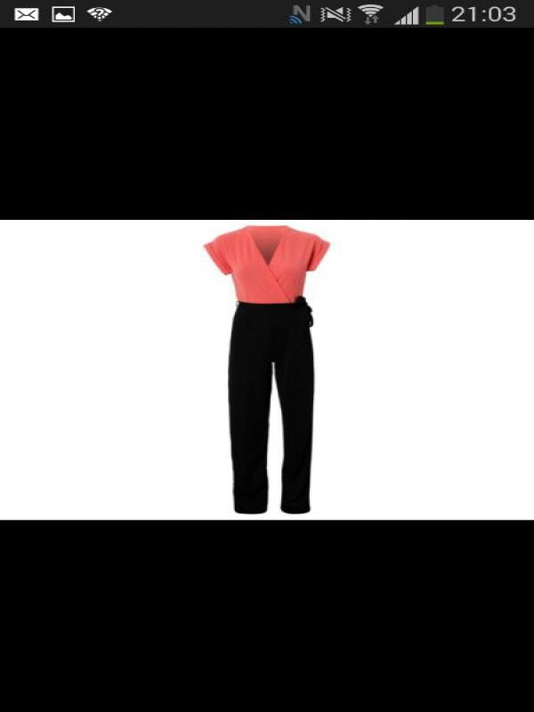 coral/black jumpsuit