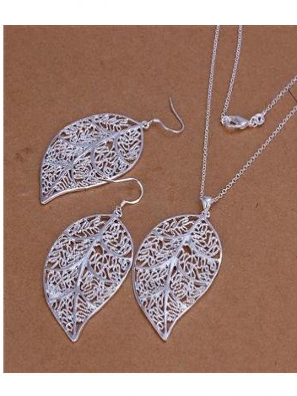 leaf necklace & earrings 
